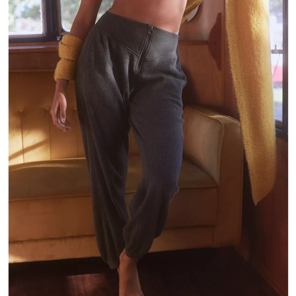 Aerie Sherpa Fleece Corset Jogger Dark Gray Size Small